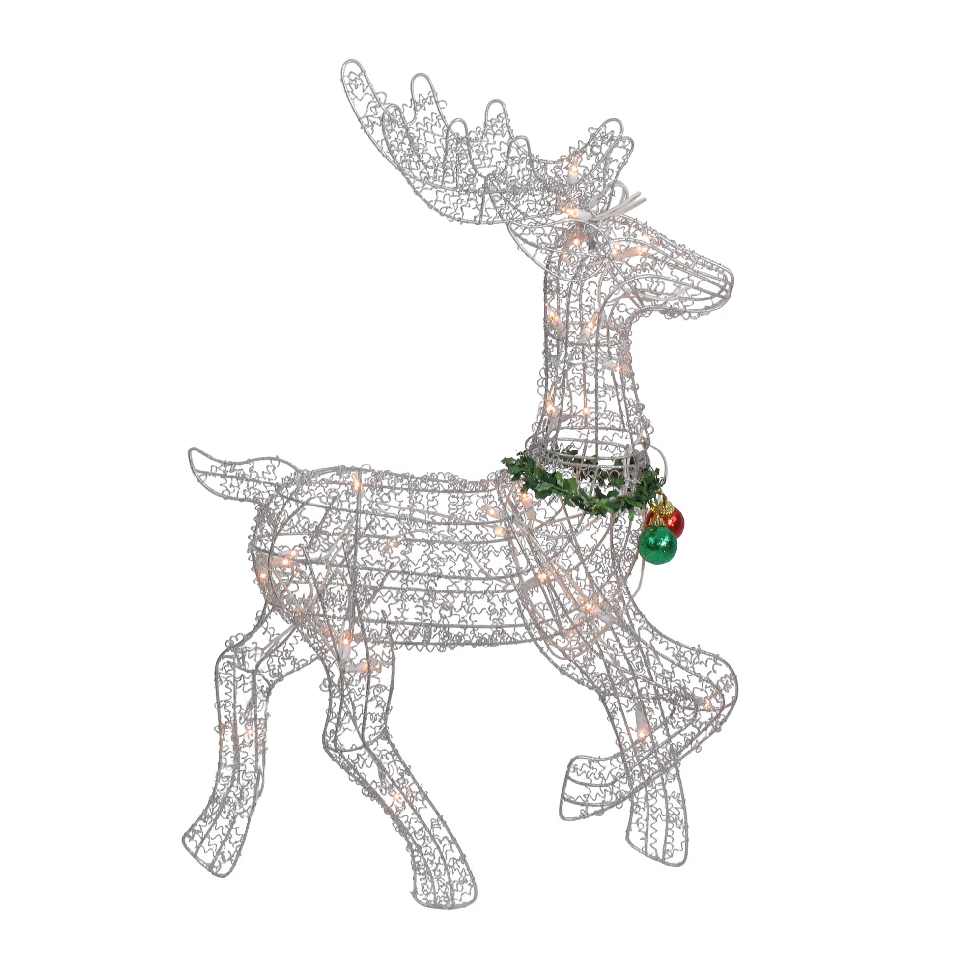 Lighted Prancing Reindeer Christmas Outdoor Decoration - 25.5" - Clear Lights