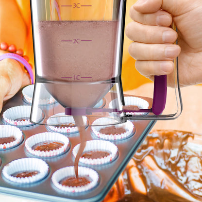 Pancake Batter Dispenser with Squeeze Handle for Batter, Purple