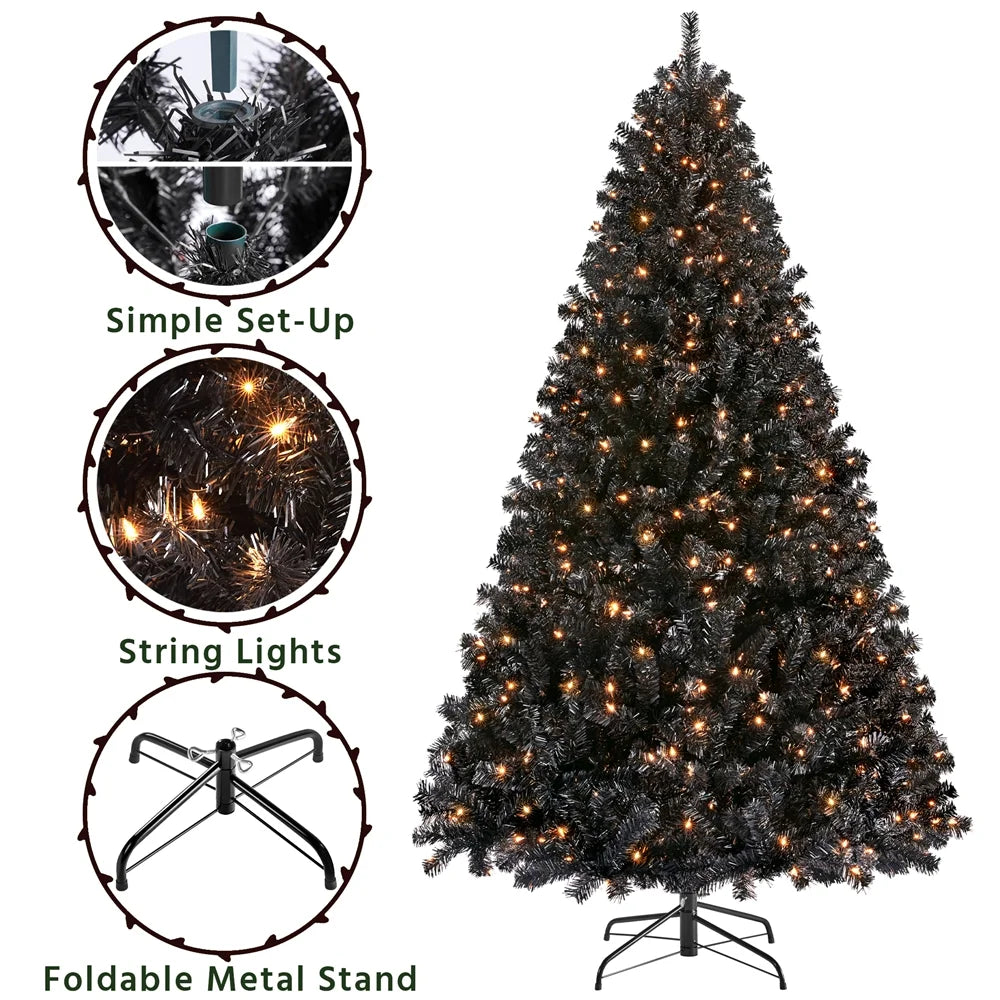 9Ft Pre-Lit Christmas Tree with Warm Lights, Green